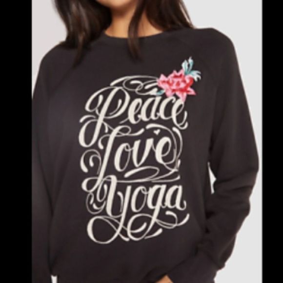 ✨Host Pick✨ Spiritual Gangster Peace Love Yoga Gray Sweatshirt - Size Small - Picture 1 of 7
